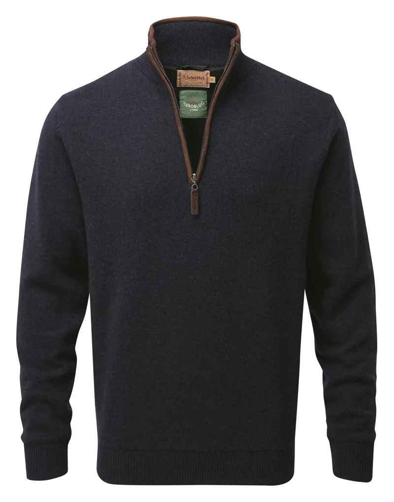 Schoffel Lambswool Aerobloc 1/4 Zip Jumper Navy